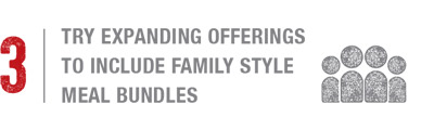 Try expanding offerings to include family style meal bundles