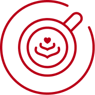 Icon aerial view of coffee cup and saucer