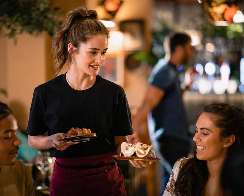 Server serving food